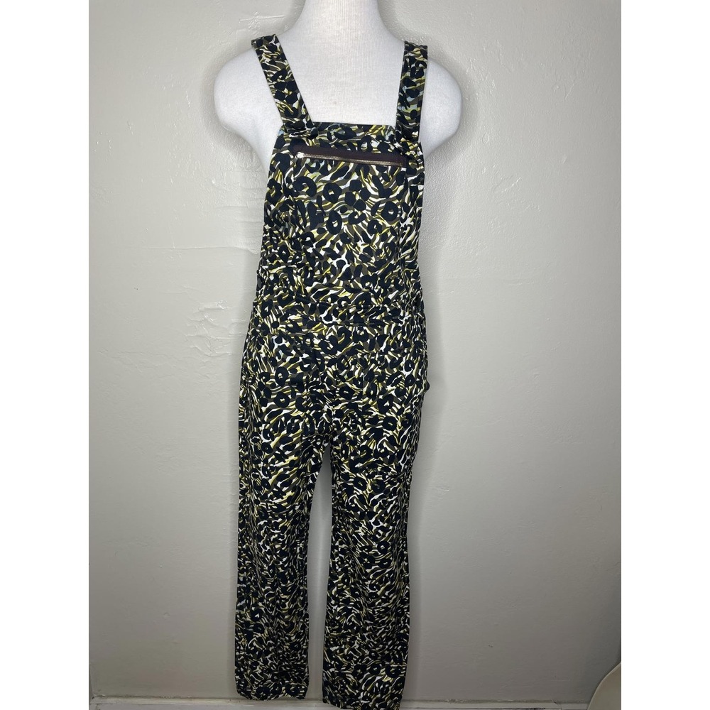 M Missoni Overalls Women 42 Black Yellow Abstract Animal Print Bib Overalls